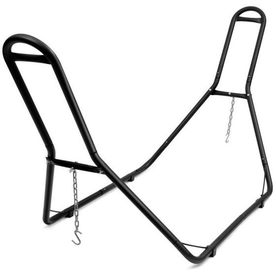 Support de hamac type h pour 2 personnes capacite 200 kg (hamac non inclus) avec chaines en metal 280 x 95 x 115 cm noir