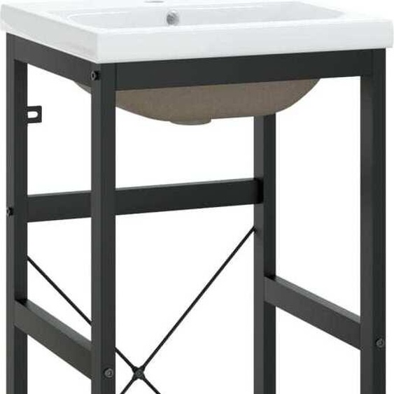 Cadre de lavabo de salle de bain vasque à encastrer Noir Fer