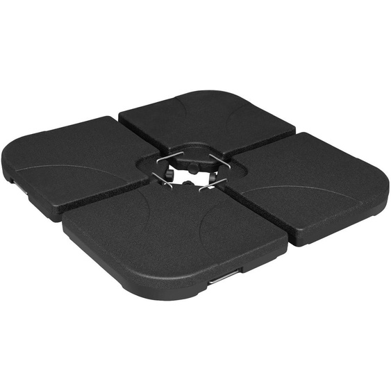 Support de parasol - Base de parasol - 60 litres - Peut être rempli deau ou de sable - En HDPE et métal - Composé de 4 pièces - Noir