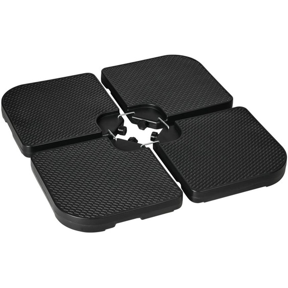Support de parasol - Base lestée en 4 parties, remplissable - Eau : 59 kg - Sable : 80 kg - Noir