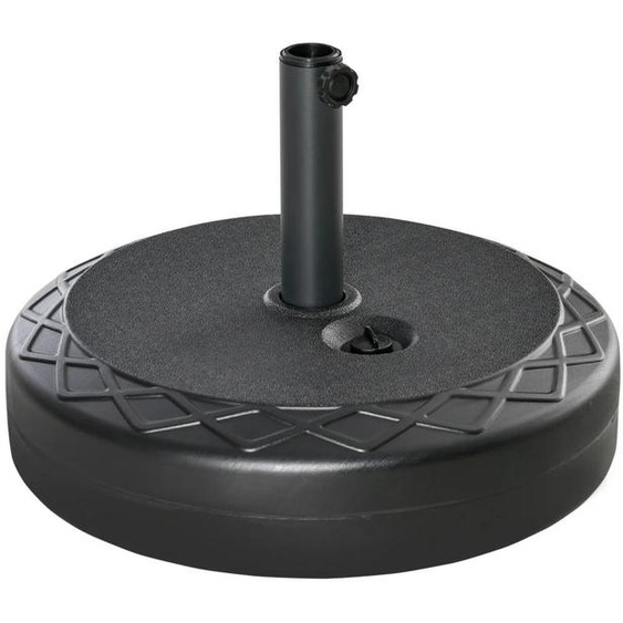 Support de parasol - Base pour parasol - Remplissable avec 30 kg deau ou 40 kg de sable - Pour mâts de 38 à 48 mm - Plastique HDPE - 55 x 38 cm - Noir