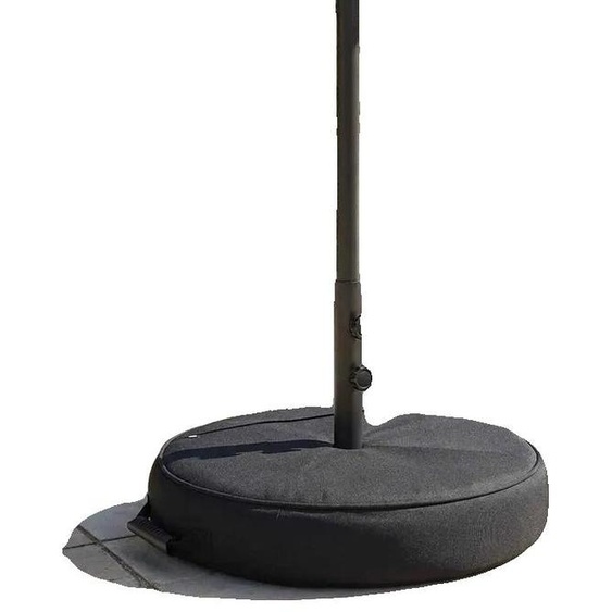 Support de parasol, en acier noir, dimensions 65x65 cm, compatible avec les parasols standards, résistant aux intempéries, montage facile