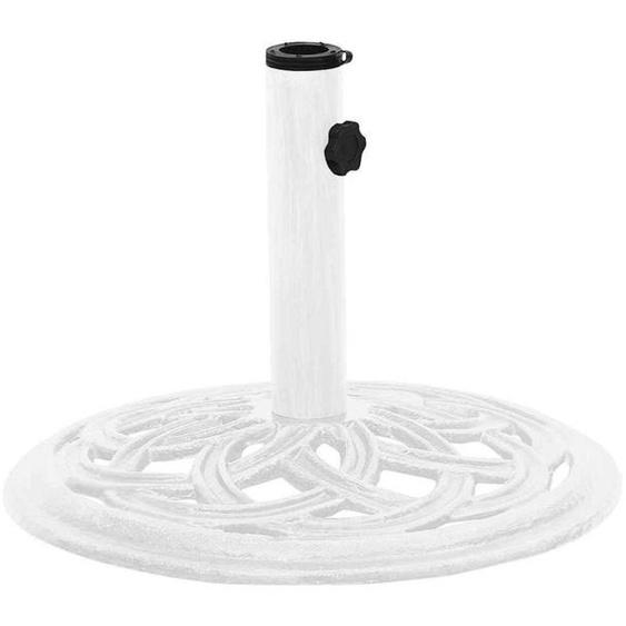 Support de parasol en fonte, blanc, dimensions 44x44x31 cm, compatible avec des tubes de parasol de 3,6/3,8/4,8 cm de diamètre