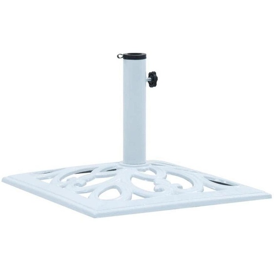 Support de parasol en fonte, rectangulaire, blanc, 12 kg, 49 cm, compatible avec des poteaux de parasol de 3,6/3,8/4,8 cm de diamètre