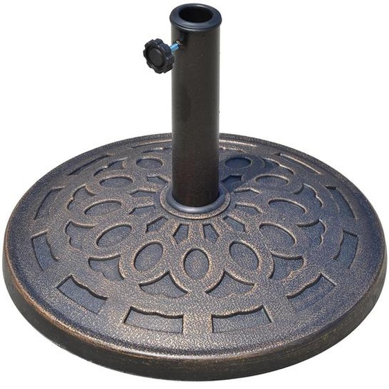 Support de parasol en résine - Socle de parasol rond, 14 kg - Avec poignées de transport - Pour mâts de 38 à 48 mm - À assembler soi-même