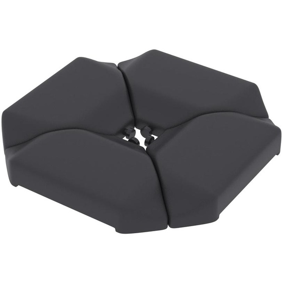 Support de parasol pour parasol de balcon - Base lestée pour parasol, composée de 4 pièces - Peut être remplie avec 77 kg deau ou 100 kg de sable - Couleur : noir