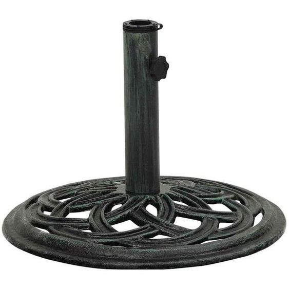 Support de parasol vert, 44x44x31 cm, en fonte, pour parasols avec des tubes de diamètre 35-48 mm