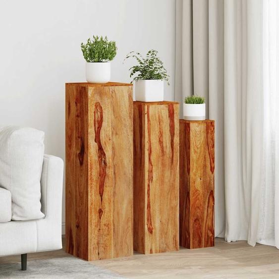 Support de plantes 3 pcs bois massif marron