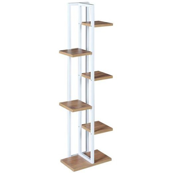 Support de plantes a 5 niveaux 120 x 34 x 21 cm effet noyer / blanc