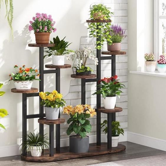 Support de plantes dintérieur - Tribesigns - 11 pots de fleurs - Blanc