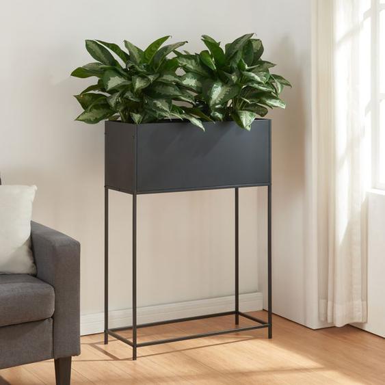 Support de plantes Porsgrunn avec bac intégré métal 100 x 70 x 30 cm noir