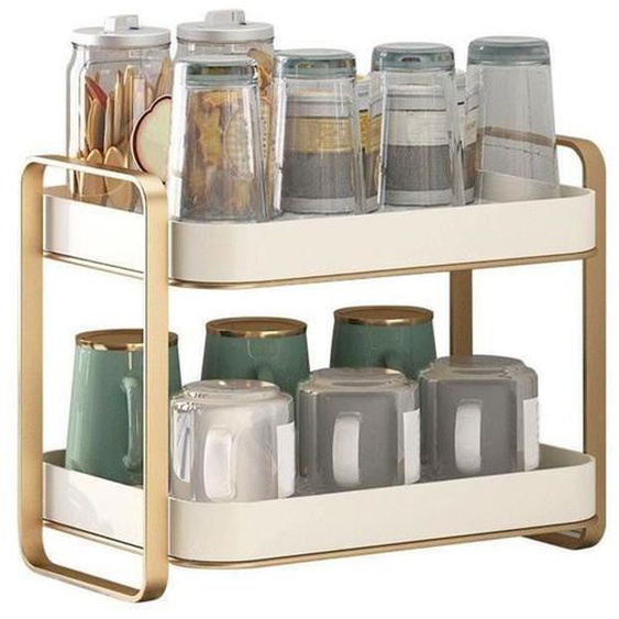 Support d’égouttoir à tasses - TBEST - Multicouche - Acier au carbone - Amovible - Blanc doré