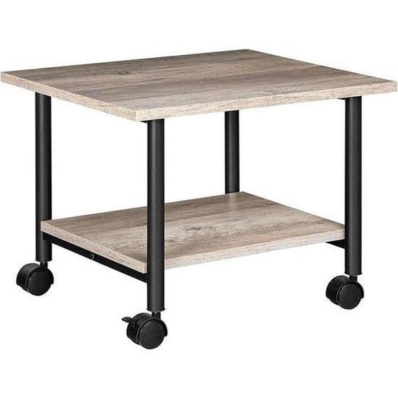 Support dimprimante - trolley mobile à 2 niveaux et roulettes - 48,5 x 40 x 36,5 cm - style industriel - cadre métallique - pour le bureau - la maison - photocopieur - scanner - gris et noir EBG02PS01