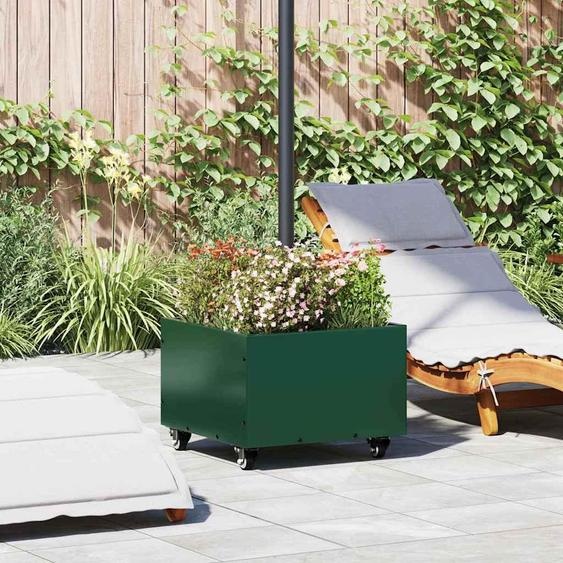 Support Parasol avec bac à fleurs Vert 45 x 45 x 45 cm Acier