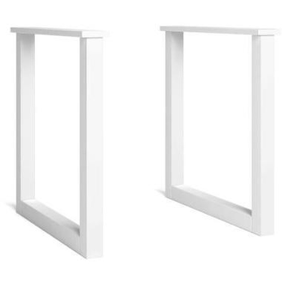 Support - Pieds en U - Bois massif pour plateau de table - Laqué blanc - 70x71cm, RF952