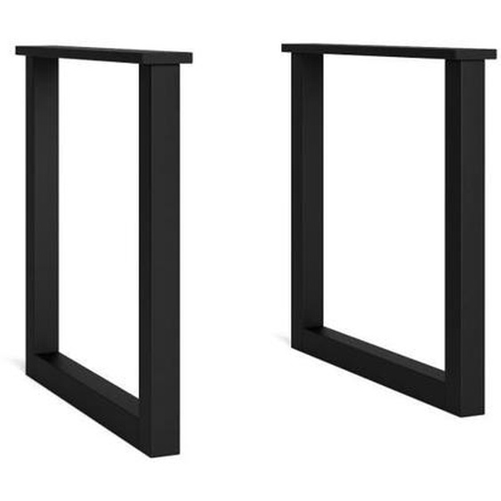 Support - Pieds en U - Bois massif pour plateau de table - Laqué noir - 70x71cm, RF953