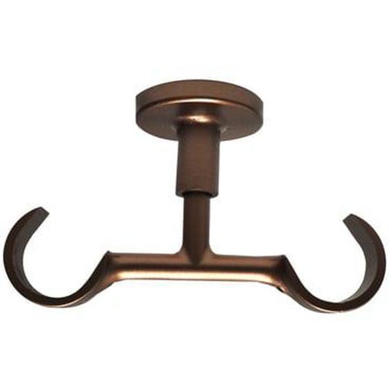 Support plafond double ouvert cuivre vieilli D28 mm