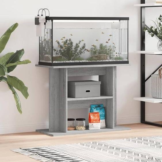 Support pour aquarium, meuble sous aquarium, armoire pour aquarium, meuble de rangement pour aquarium, table pour aquarium, armoire pour terrarium, support pour aquarium, gris Sonoma, 80x35x60 cm, panneau de particules