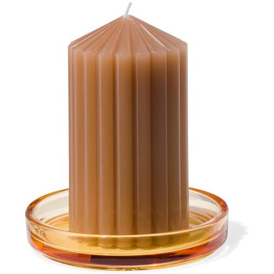 Support Pour Bougies Ø12x2 Jaune Verre (orange)