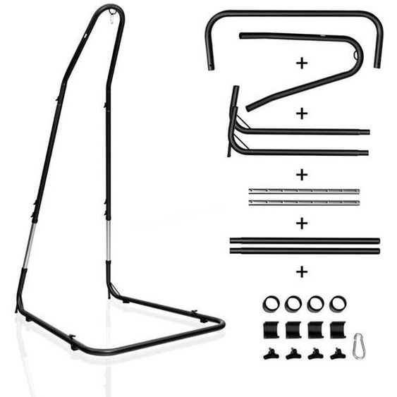 Support pour fauteuil suspendu 195-235cm cadre en acier avec crochet de sécurité pieds antidérapants sans hamac noir 20_0005363