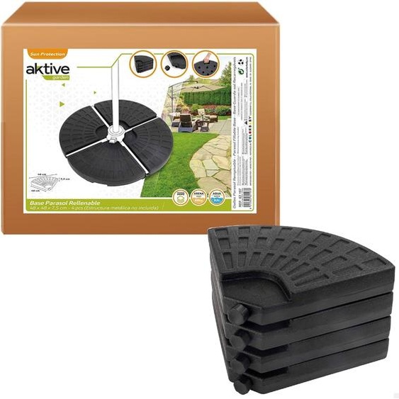 Support pour parasol, en plastique, composé de 4 pièces, dimensions 48 x 48 x 7,5 cm, poids 52/66 kg, idéal pour le jardin et la terrasse