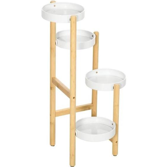 Support pour plantes étagère à fleurs en bambou et métal - Outsunny