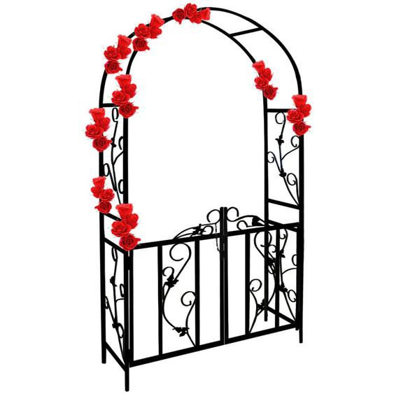 Deuba - Support pour plantes grimpantes noir en métal Arche de jardin Tuteur plantes Décoration extérieure 1x Arche de jardin avec portail - style 1