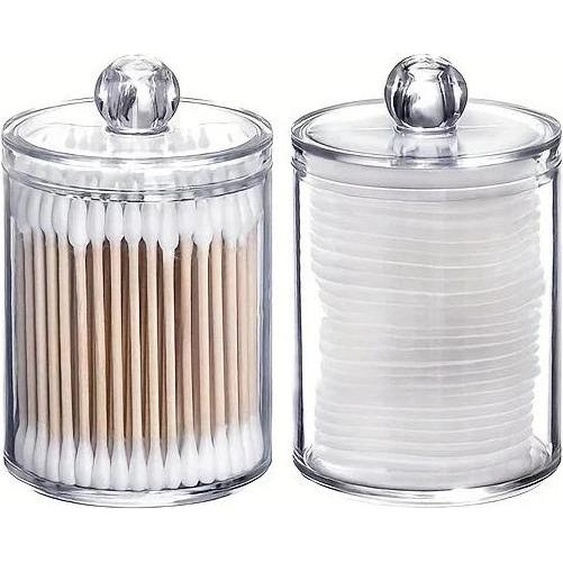 Support pour Q-Tip, capacité de 10 onces, design transparent, clair 2pcs