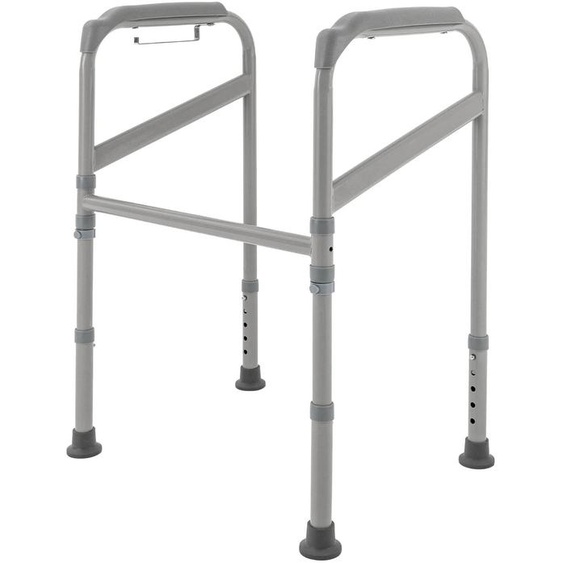 Support pour toilettes pour personnes âgées - Structure de siège de toilette réglable - Pliable - Poignée de sécurité - Capacité de charge : 200 kg - Acier au carbone et polyéthylène - Blanc