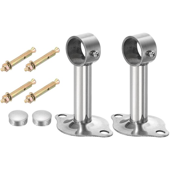 Support pour tringle à rideaux, lot de 3, en acier inoxydable, diamètre 25 mm, longueur 100 mm, couleur argent