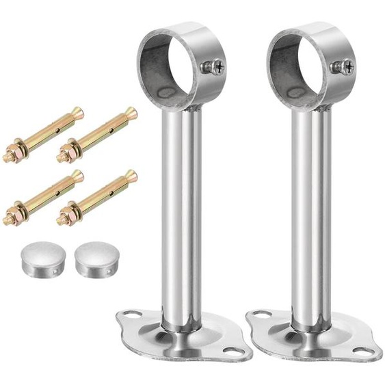 Support pour tringle de rideau, lot de 3, en acier inoxydable, pour tube de 32 mm, longueur 150 mm