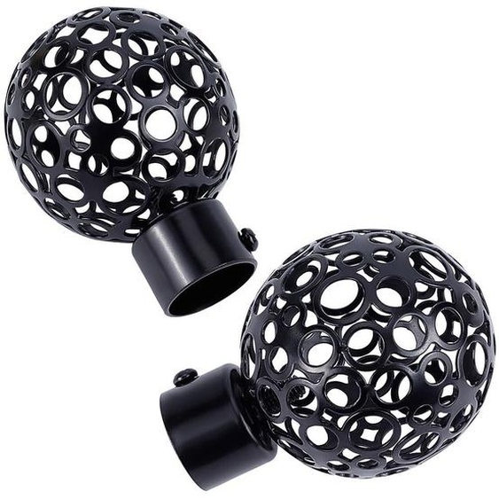 Supports dextrémité pour tringle à rideaux, diamètre 22 mm, noirs, lot de 2, dimensions 5,7 x 8,6 cm