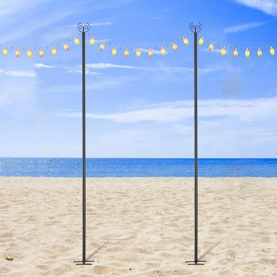 Supports pour lampes de camping - Tiges pour lanternes/crochets de berger - Lot de 2 - Aluminium - Pour lextérieur - Rouge