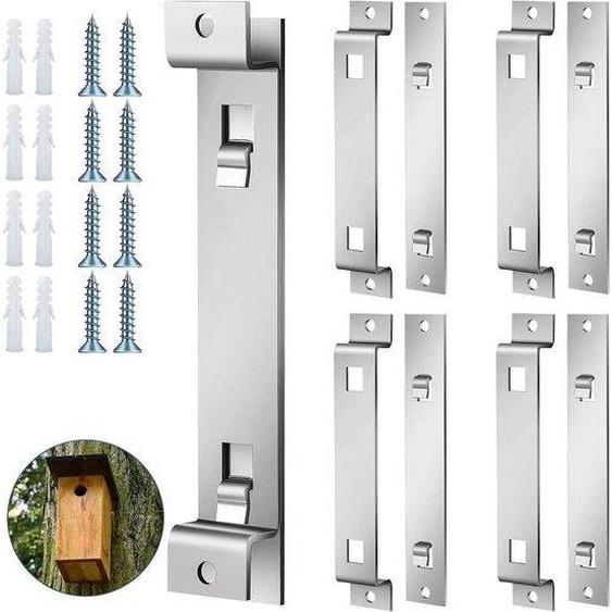 Supports pour mangeoires à oiseaux - Accessoires de montage - Stables et résistants à la corrosion - Acier blindé - Lot de 4 avec vis - Pour la fixation de mangeoires à oiseaux et de nichoirs