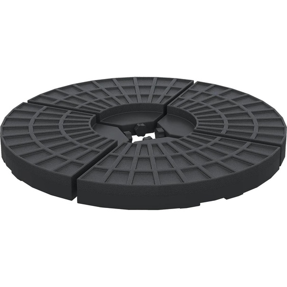 Supports pour parasols - Plaques lestées pour supports en croix - Lot de 4 pièces - Plastique HDPE - Noir