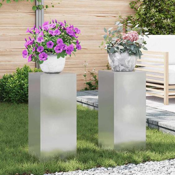 Supports pour plantes 2 pcs Argent 24 x 24 x 55 cm