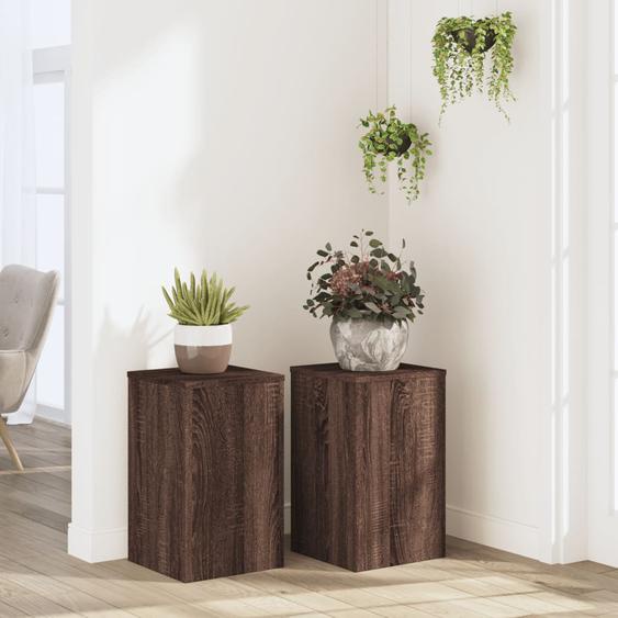Supports pour plantes 2 pcs chêne marron bois dingénierie