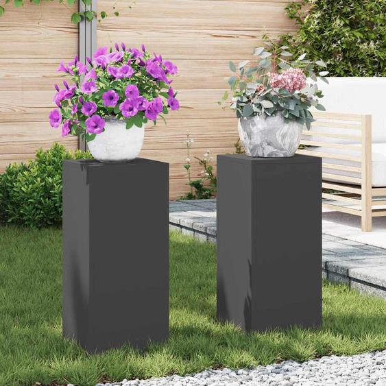 Supports pour plantes 2 pcs Noir 24 x 24 x 55 cm Acier
