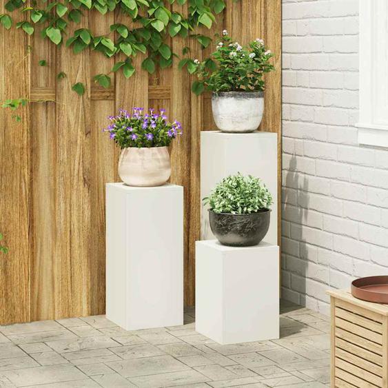 Supports pour plantes 3 pcs Blanc 24 x 24 x 75 cm Acier