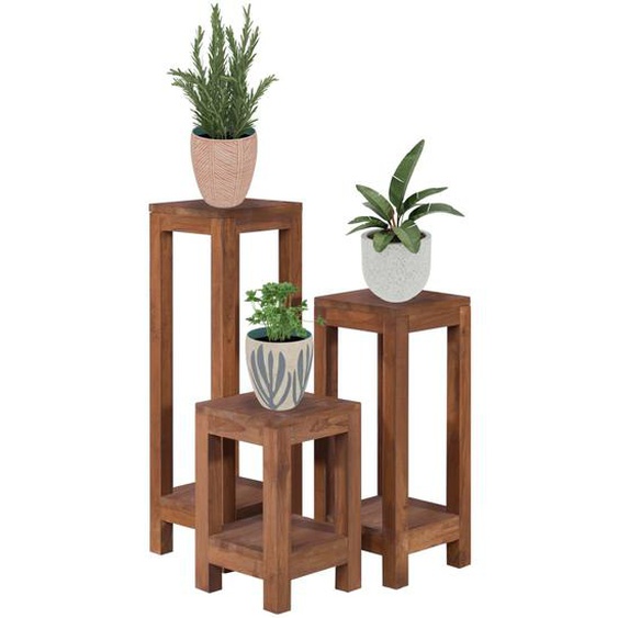 Supports pour plantes 3 pcs Bois de teck solide