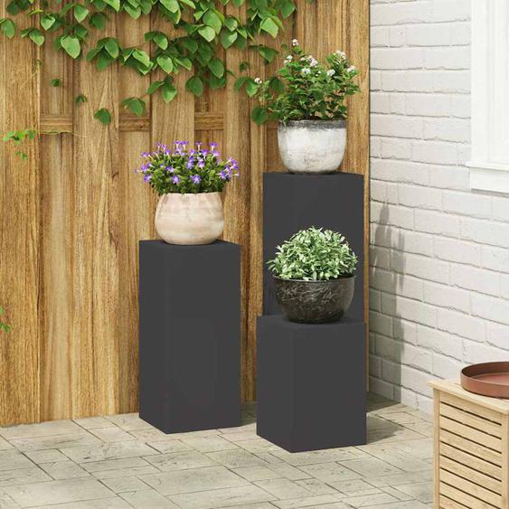 Supports pour plantes 3 pcs Noir 24 x 24 x 75 cm Acier