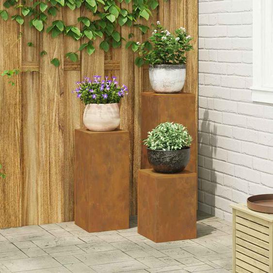Supports pour plantes 3 pcs Rouillé 24 x 24 x 75 cm