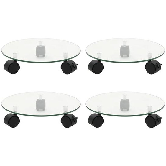 Supports roulants à plantes 4 pcs 28 cm Verre trempé Rond
