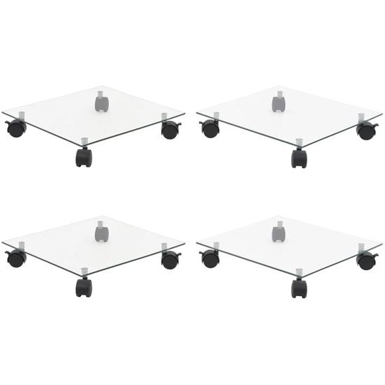 Supports roulants à plantes 4 pcs 35x35 cm Carré Verre trempé