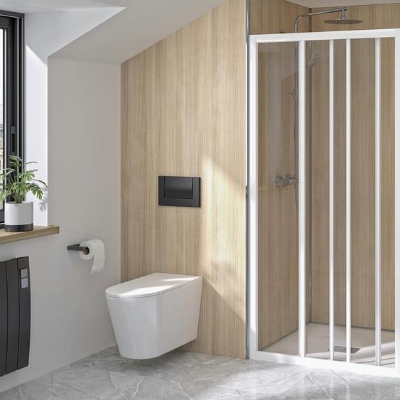 SUPRA 3V 2 volets coulissants 140 cm profilé blanc verre transparent KINEDO PA1554BTN