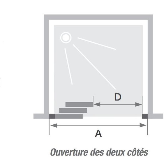 SUPRA 3V 2 volets coulissants 140cm profilé blanc verre transparent - KINEDO - PA1554BTN
