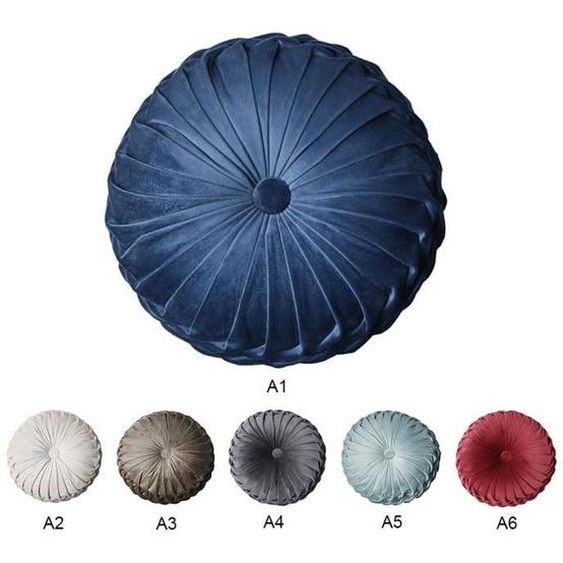 Coussin Décoratif - SURENHAP - Rond - Citrouille - Bleu - Synthétique