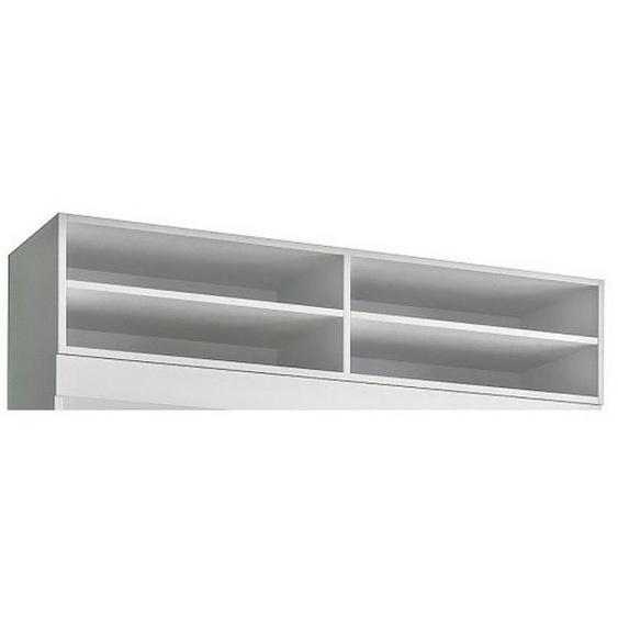 Surmeuble 4 niches de rangements pour lit escamotable LUTECIA 140cm Hauteur 25 cm blanc