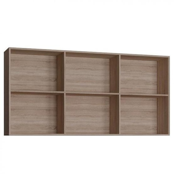 Surmeuble 6 niches de rangements pour lit escamotable horizontal 90 x 200 cm Hauteur 106 cm finition chêne naturel