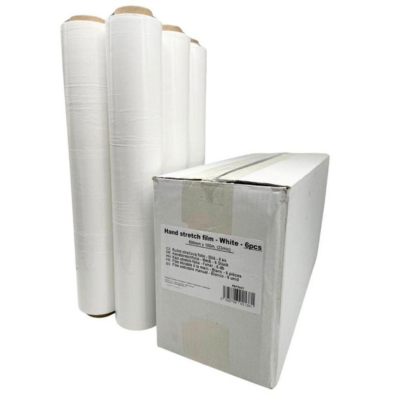 SURTEP, s. r. o. Film étirable manuel 500 mm x 150 m (23 µm), blanc, 6 rouleaux